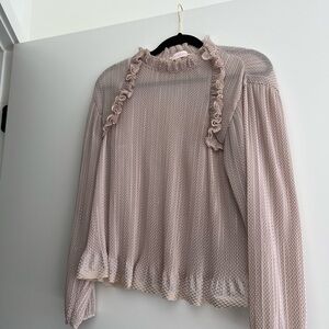 See By Chloe Pink Ruffled Long Sleeve Blouse